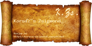 Korsós Zsigmond névjegykártya